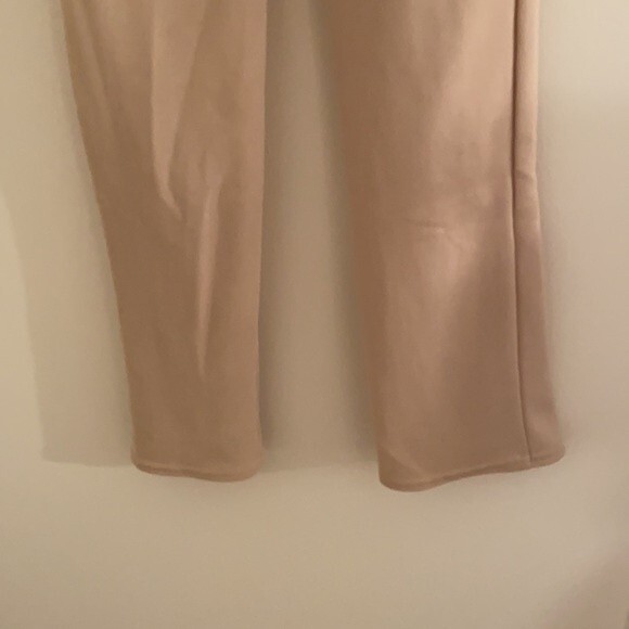 Adika Pants Cream Khaki Split Hem Wide Leg Flare Leggings Stretch Pull On Medium - Picture 7 of 7